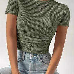 StyleCast Women Self Design Slim Fit Round Neck T-shirt-picture-39