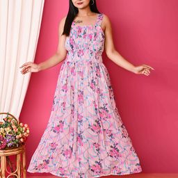 BAESD Women Floral Print Chiffon A-Line Maxi Dress-picture-5