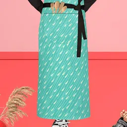 ArtzFolio Sea Green & White Printed Cotton Waist Apron-image-85