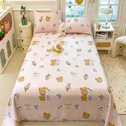 JC HOME Pink & Brown Printed Cotton 220 TC King Size Bedsheet Set 2.20 m x 2.30 m-image-48