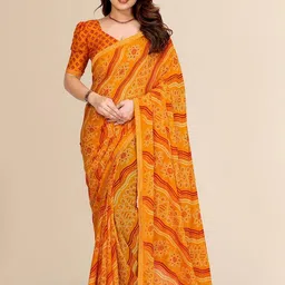 Moda Rapido Bandhani Beads and Stones Poly Georgette Designer Saree-picture-20