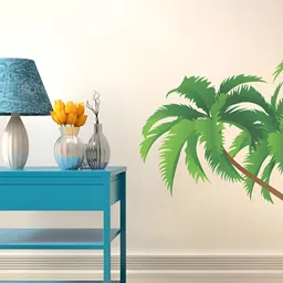 LANSTICK Green & Brown Coconut Tree Self Adhesive Wall Sticker-18