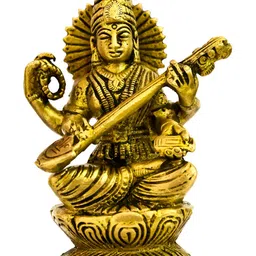 Exotic India Gold-Toned Devi Saraswati Religious Idol Showpiece-image-11