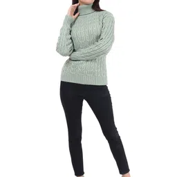 HAUTEMODA Women Cable Knit Woollen Cardigan-image-48