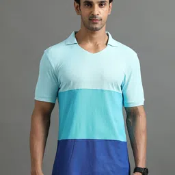 ECOLINE Clothing Men Antimicrobial Colourblocked Polo Collar T-shirt-image-83
