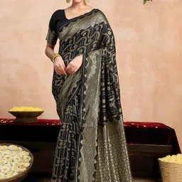 KALINI women Woven Design Zari Silk Blend Designer Banarasi Saree-image-20