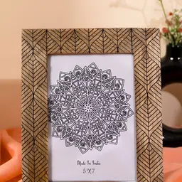 THREADVIBE LIVING Brown & Black Textured Wooden Table Photo Frame-image-46