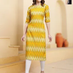 HERE&NOW Selection Of 2 Chevron Printed Round Neck Straight Kurta-image-24