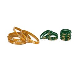 Somil Elegant Combo Glass Bangle Set | Handmade Traditional Chudi For Women | Perfect For Daily & Occasion Use, Combo of 2 Set, Yellow, Green-image-95