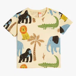 Koton Boys Animal Printed Round Neck Cotton T-shirt-image-92