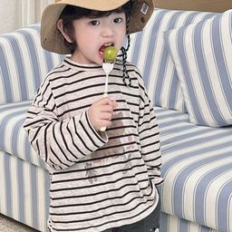 LULU & SKY Boys Striped V-Neck Extended Sleeves Monochrome T-shirt-image-10