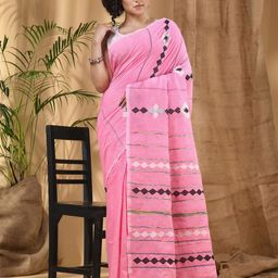 DESH BIDESH Geometric Printed Pure Cotton Taant Saree-picture-16