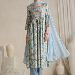 Khushal K Women Floral Printed Regular Sequinned Kurta with Palazzos & With Dupatta-40