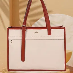 yelloe Textured Structured Tote Bag-4