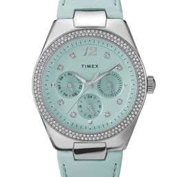 Timex Women Embellished Dial &  Leather Straps Analogue Watch TW2V80400UJ-29