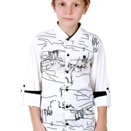 MashUp Boys Classic Cutaway Collar Abstract Printed Cotton Casual Shirt-image-1