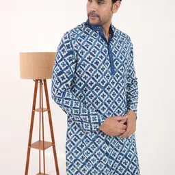 Style Matters Men Geometric Printed Sequinned Kurta-21