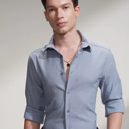 HIGHLANDER Spread Collar Long Sleeves Slim Fit Casual Shirt-image-80