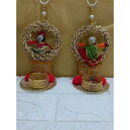 Sellplus Gold-Toned & Red 2 Pieces Hanging Katputili Tea Light Candle Holders-image-26