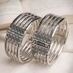 Anouk Set Of 2 German Silver Oxidised Kada Bangles-picture-38