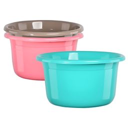 Aura Green & Pink 3 piece Solid Plastic Bath Accessories Set-image-78