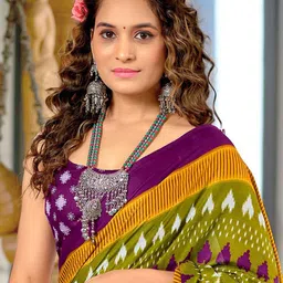 LeeliPeeri Designer Geometric Printed Block Print Saree image 3