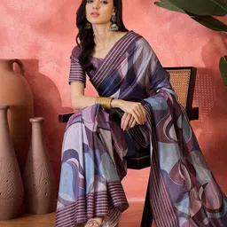 Sangria Abstract Printed Saree With Blouse-picture-28