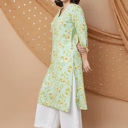 Melange by Lifestyle Women Floral Printed V-Neck A-Line Kurta image 2