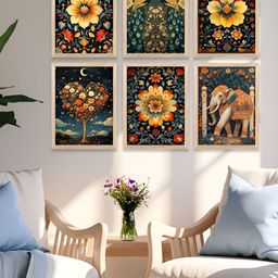 Kotart Brown & Green 6 and more Piece Wood Abstract Wall Paintings-6