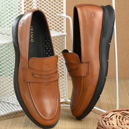 Franco Leone Men Solid Leather Round Toe Formal Loafers-image-96