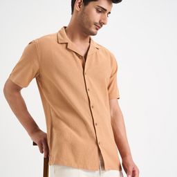 7 Alt by Pantaloons Men Relaxed Fit Cuban Collar Solid Cotton Casual Shirt-image-53