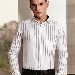 INVICTUS Men Premium Slim Fit Striped Cutaway Collar Pure Cotton Formal Shirt-image-33