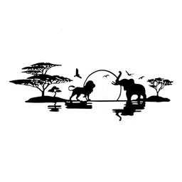 LANSTICK Black Tree With Birds & Animal Printed Wall Stcikers-18