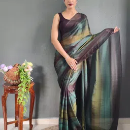 KALINI Women Striped Ready to Wear Saree With Unstitched Blouse Piece-image-10