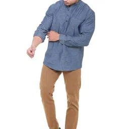 Twist99 Mandarin Collar Cotton Casual Shirt-image-39