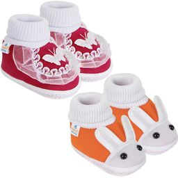 NESKA MODA 0 To 6 Month Newborn Baby Boy & Baby Girls 2 Pair Soft Cotton Skin-Friendly Baby Booties-56