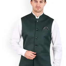 GRACYSHADE Mandarin Collar Cotton Nehru Jacket-image-26