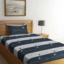 Aura Grey & White Striped 350 TC Single Bedsheet Set 2.15 m x 1.50 m-image-58