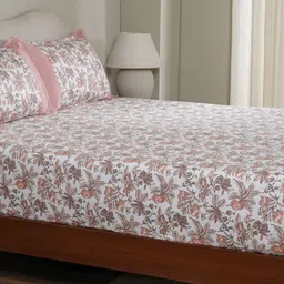 MASPAR Pink & White Floral Printed Cotton 200 TC Single Bedsheet Set 1.83 x 1.98 m-image-88