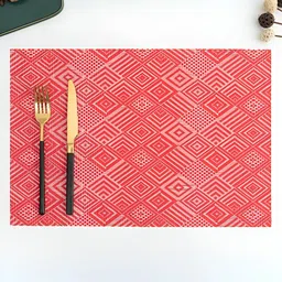 YELONA Red 4 Pieces Geometric Rectangular Table Placemats-23