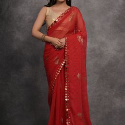 LeeliPeeri Designer Ethnic Motifs Printed Mirror Work Embroidered Saree-picture-8