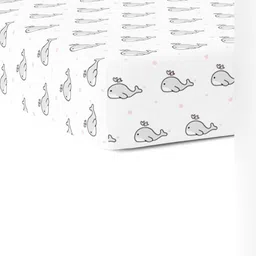 The White Cradle White & Black Graphic Printed 120TC Fitted Cotton Crib Bedsheet-image-46