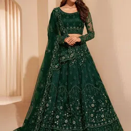 Cute fellow Floral Embroidered Semi-Stitched Lehenga & Unstitched Blouse With Dupatta-picture-55