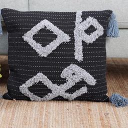 Aura Black & Grey Self Design Cotton Square Cushion Cover-image-15