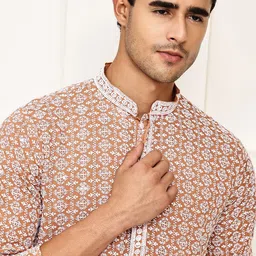 Anouk Men Ethnic Motifs Printed Kurta with Pyjama image 3