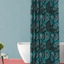 ArtzFolio Grey & Black Paisley Printed Waterproof Shower Curtain-image-66