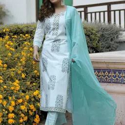 Moda Rapido Women Ethnic Motifs Printed Regular Kurta with Trousers & With Dupatta image 3