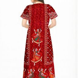 AAKARSHANA CREATION Maroon Pure Cotton Maxi Printed Nightdress-image-98