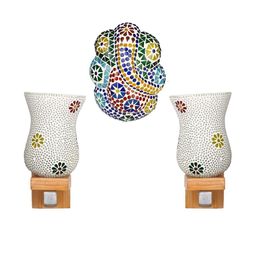 Somil Indore Mosaic Decorative Lamp Combo of Matching Wall Lamp & Blessing God Ganesh Wall Lamp, Multi Compatible with LED, Size: 12 X 12 X 22 Cm, Pack of 3.-image-77