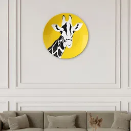 THE QUIRKY HOME White & Black Giraffe Printed Ceramic Wall Plates-image-42
